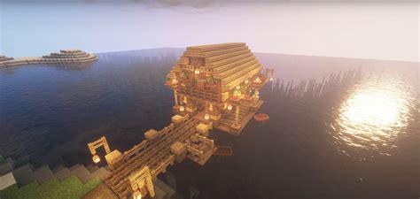 Minecraft Beach house with a dock Ideas and Design