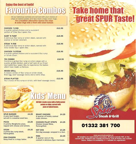 Spur Steak & Grill Burger restaurant on Westfield Derby, Derby - Everymenu