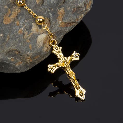 Wholesale NEW!! Catholic Jesus Cross Pendant Goddess 18k Gold Plated Trendy Long Rosary Necklace ...