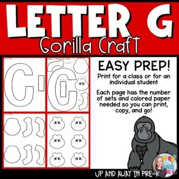 Zoo Letter Craft - G for Gorilla by Up and Away in Pre-K | TpT