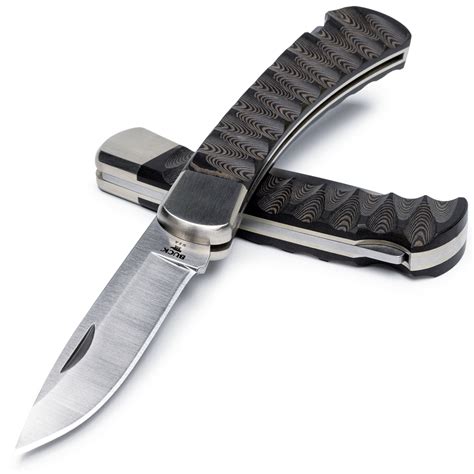 Buck Knives 110 Folding Hunter, S45VN Drop Point Blade, Black Scalloped ...