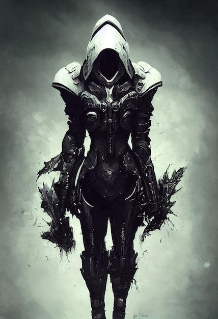 Premium Photo | Futuristic fantasy character in armor with a hood art