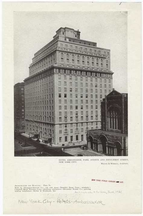 Hotel Ambassador, Park Avenue and Fifty-first Street, New York City - NYPL Digital Collections