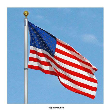 25' Telescopic Aluminum Flag Pole with American Flag | Flag pole kits, Flag pole, Telescoping ...