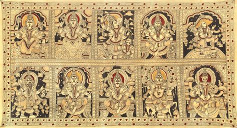 Dashavatara - The Ten Incarnations of Vishnu | Exotic India Art | Kalamkari painting, Indian ...