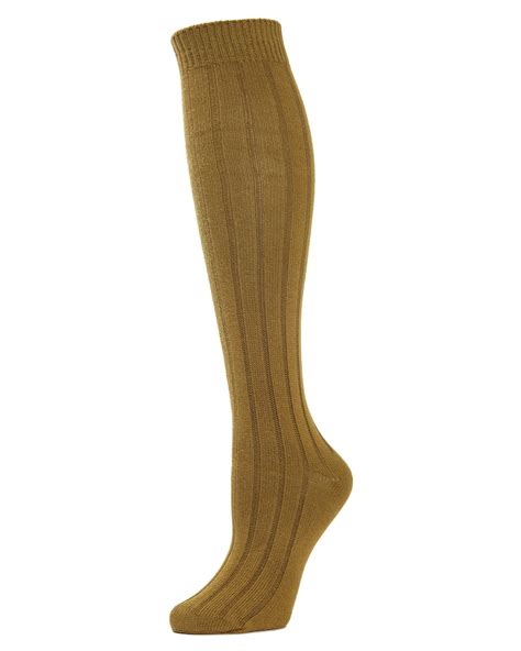 Ribbed Cotton Blend Knee High Socks