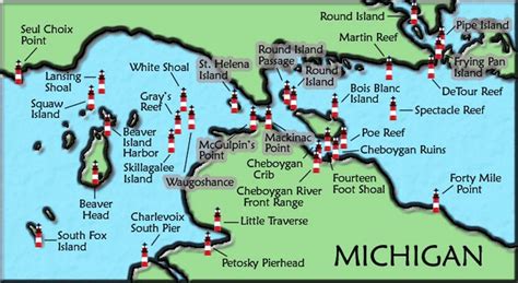 Printable Michigan Lighthouse Map