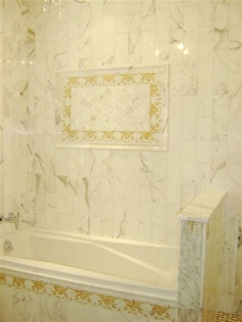 Calcutta Marble Tile Bathroom - Traditional - Tile - other metro - by Tiles Unlimited, Inc.