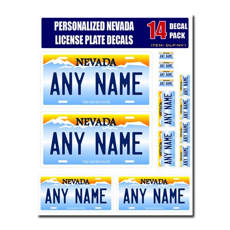 Personalized Nevada License Plate Decals - Stickers Version 1