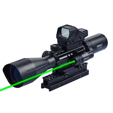 Buy PINTY Red Dot Laser Combo 4-12x50 Illuminated Optics with 4 Reticle Red Green Reflex , Green ...