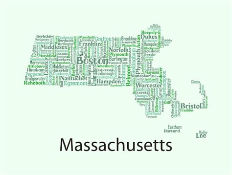 Premium Vector | Detailed vector map of massachusetts with the names of ...