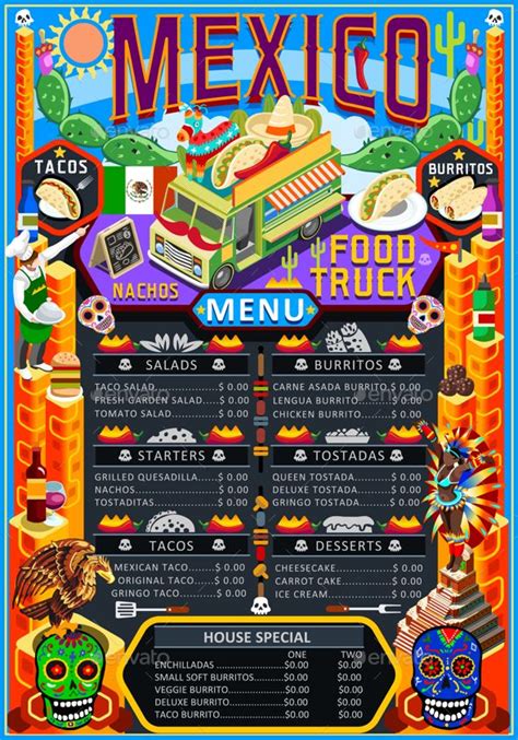 Food Truck Menu Street Food Mexican Festival Vector Poster | Food truck ...