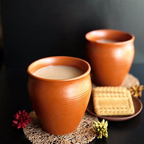 MC SID RAZZ Earthen Glazed Terracotta Chai (Tea) Handcrafted Studio Pottery Brown Kulhad ...