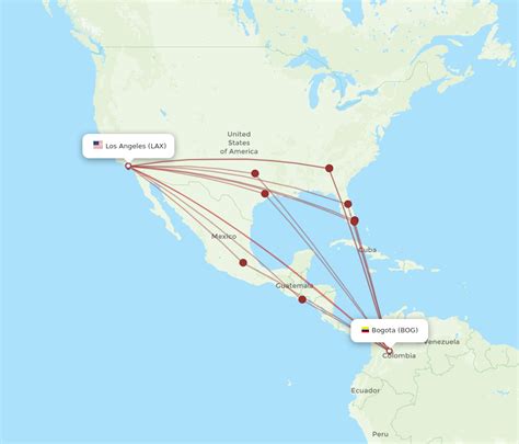 All flight routes from Bogota to Los Angeles, BOG to LAX - Flight Routes