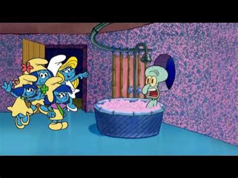 Smurfette, Smurflily, Smurfblossom & Smurfstorm Drop By Squidward's House & Grounded - YouTube