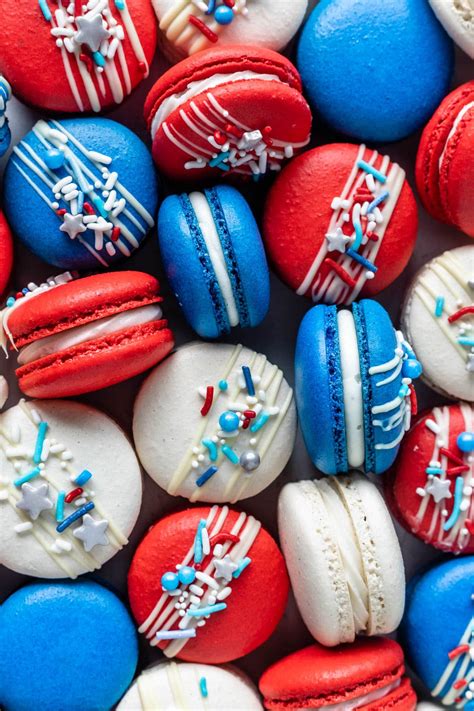 Red White and Blue Macarons - Pies and Tacos