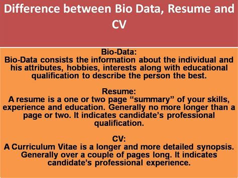 Bio Data Vs Resume Vs CV - Useful One!