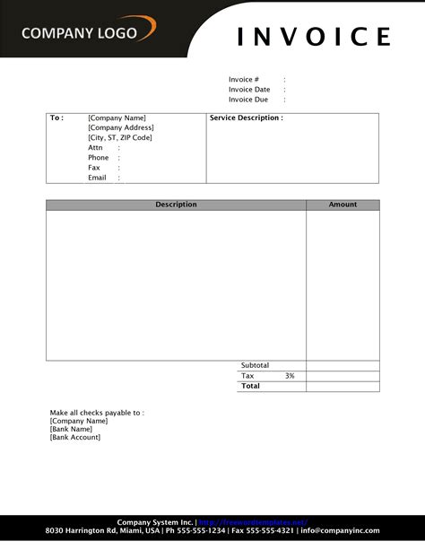 Printable Invoice Templates Word