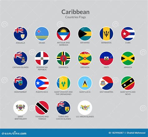 Caribbean Countries Countries Flag Icons Collection Stock Vector - Illustration of international ...