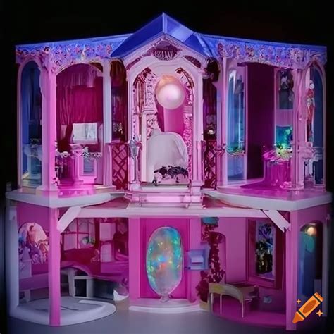 Opal crystal and marble barbie dreamhouse on Craiyon