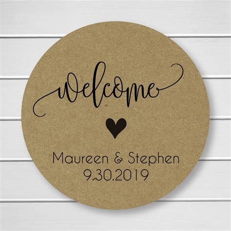 Wedding Welcome Stickers Kraft Color Names and Date Wedding | Etsy