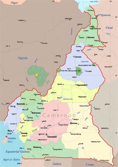 Cameroon cities map - Cameroon map with cities (Middle Africa - Africa)