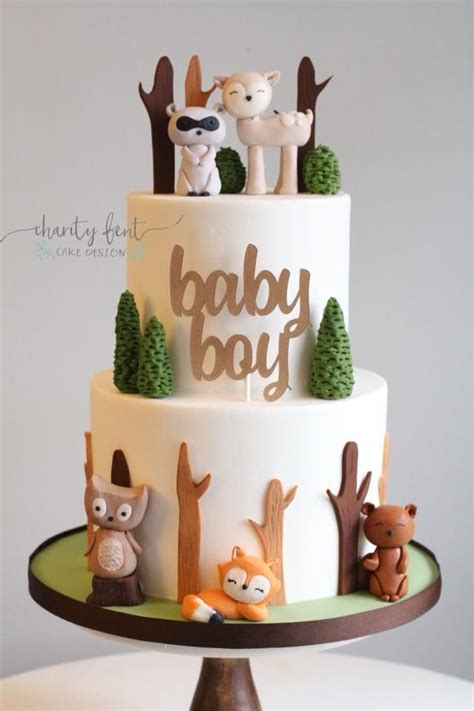 Woodland Animal Themed Baby Shower Cake » Charity Fent Cake Design Baby Shower Cakes For Boys ...