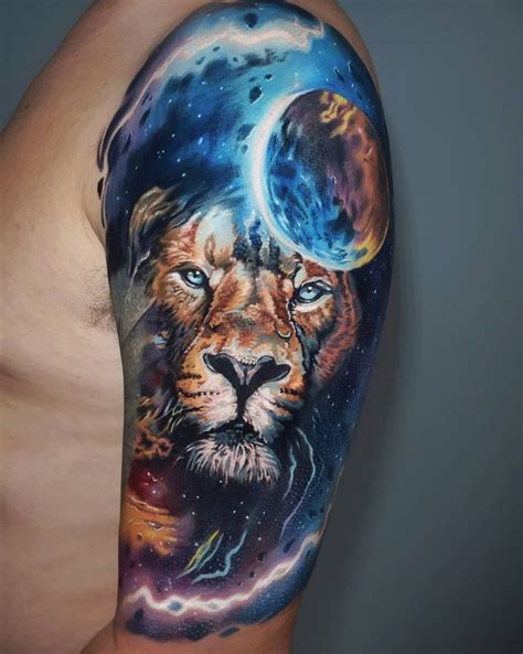 Colorful Lion Tattoo