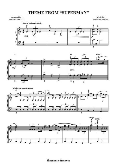 Superman Sheet Music John Williams Download Superman Piano Sheet Music ...