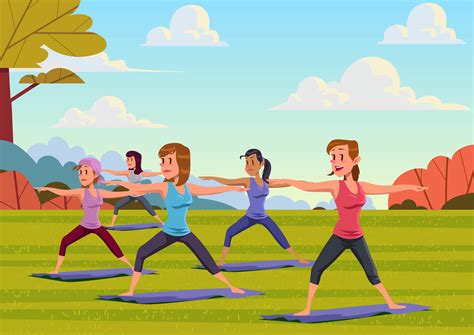 Outdoor Yoga Class 179838 Vector Art at Vecteezy