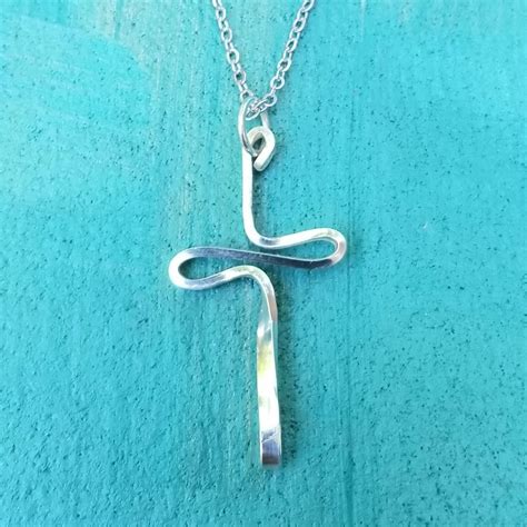 Sterling Cross Necklace, Simple Cross Necklace, Boho Modern Cross Necklace, Presence Simple ...