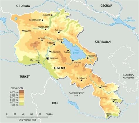 Physical Map of Armenia