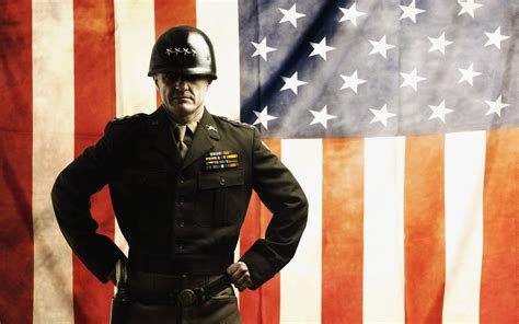 Download US Army General Soldier American Flag Wallpaper | Wallpapers.com