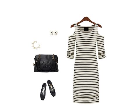 Striped Dress With Open Cold Shoulders · Street Style Fashion · Online ...