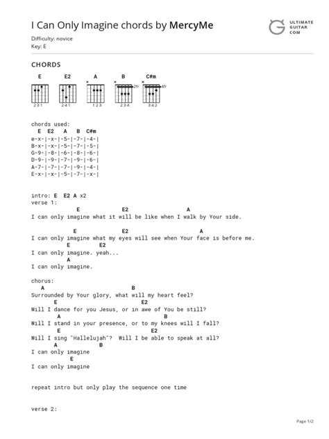 I Can Only Imagine Chords (Ver 4) by MercyMetabs @ Ultimate Guitar Archive | Song Structure ...