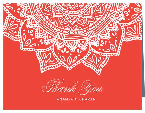 Indian Mandala Wedding Thank You Cards by Basic Invite