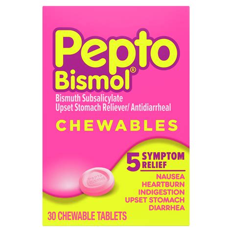 Pepto Bismol Chewable Tablets- 5 Symptom Fast Relief, Origin