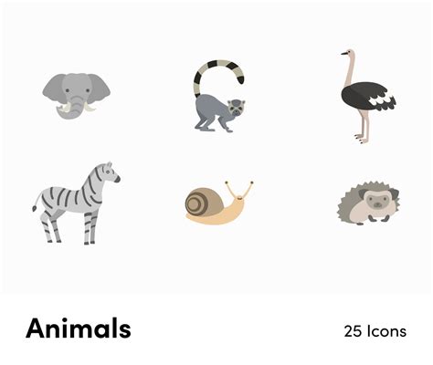 Animals Flat Vector Icons S12132102 – Infografolio