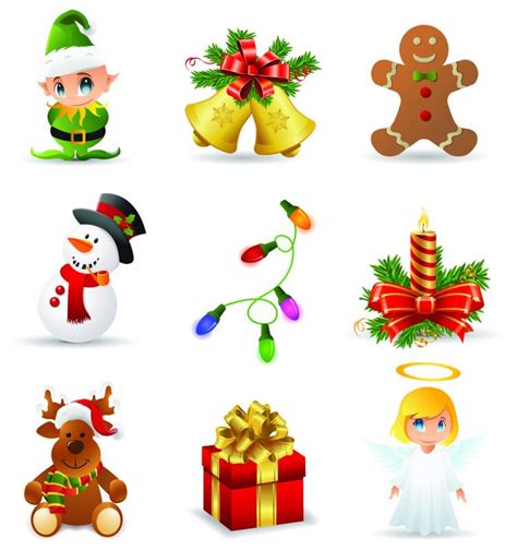 Beautiful christmas icons vector Free Vector / 4Vector