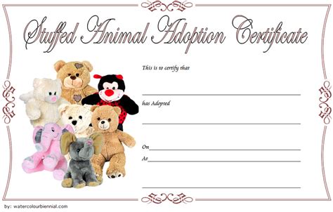 7+ Stuffed Animal Adoption Certificate Editable Templates – Fresh ...