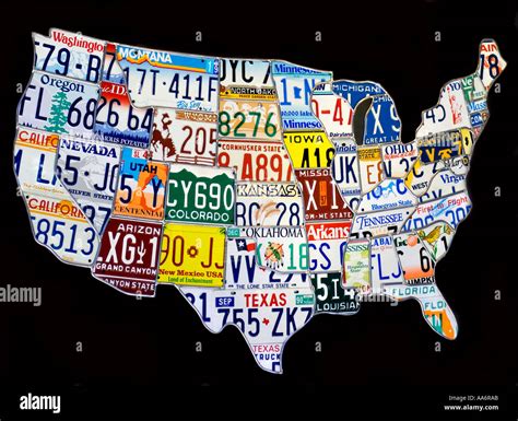 USA Map of America collage Car Reg Licence Plates United States of ...