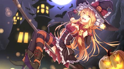 🔥 Free Download Anime Girl Halloween Costume Witch Broom by @jessicad50 | WallpaperSafari