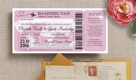 Airline Boarding Pass Travel Themed Wedding Invitation