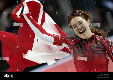 (dpa) - Canadian speed skater Clara Hughes celebrates at the ice speed ...