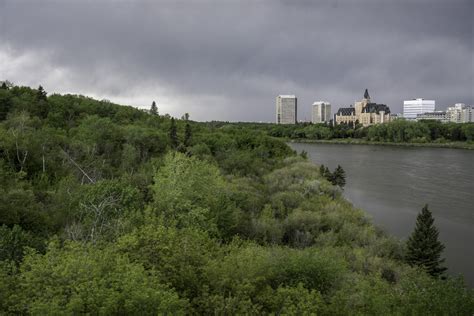 Dark Skies over the trees and skyline of Sasktoon image - Free stock photo - Public Domain photo ...