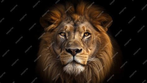 Premium Photo | A lion's face on a black background