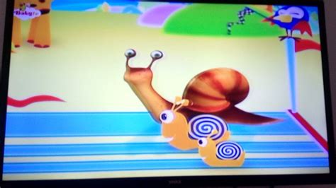 Three snails running have a race Baby TV English ident - YouTube