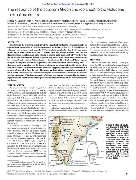 (PDF) The response of the southern Greenland ice sheet to the Holocene ...