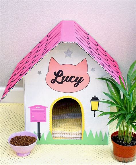 DIY Cardboard Cat House - Happiness is Homemade