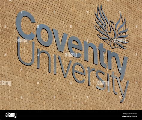 COVENTRY UNIVERSITY, SIGN, LOGO, ON THE WALLS OF THE FACULTY AND CAMPUS ...